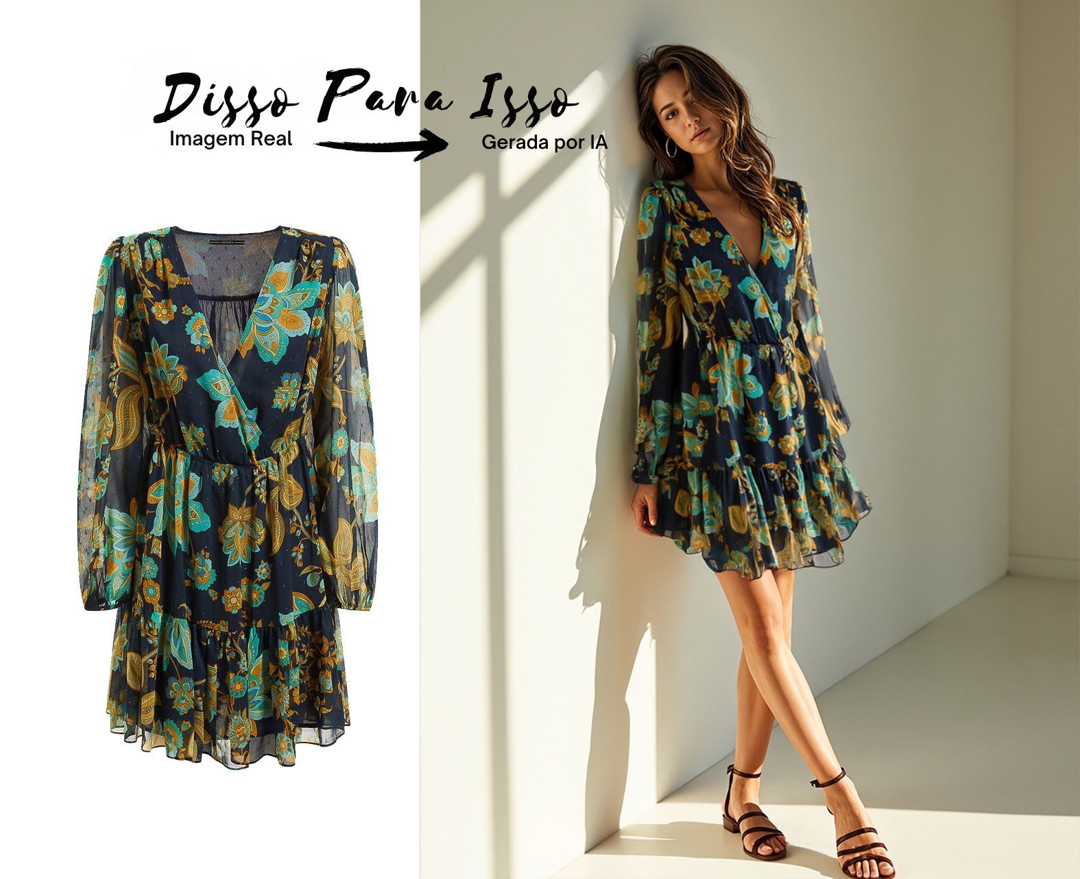 foto de um vestido transformada em modelo com vestido
